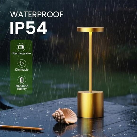 2 pack cordless rechargeable LED table lamp dimmable for patio restaurant decor - Picture 2 of 7